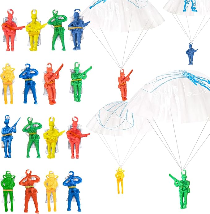 ArtCreativity 36 Packs / 2.5” Army Parachute Toys for Kids, Vinyl Parachute Men Toy in Assorted Colors, Durable Plastic Army Men Action Figures Hand Throwing for Boys & Girls