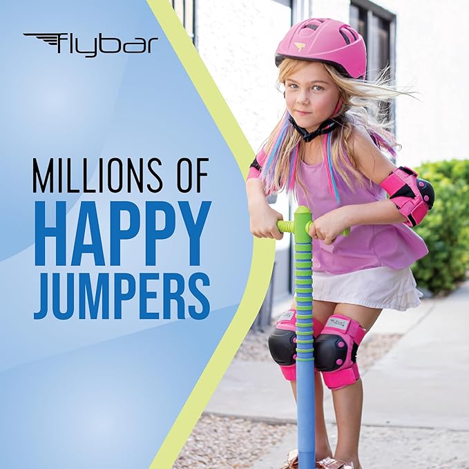 Flybar Maverick 2.0 Foam Pogo Stick for Kids Ages 5 and Up, 40 to 80 Pounds, Outdoor Kids Toys, Pogo Stick for Boys and Girls, Rubber Grip, By The Original Pogo Stick Company (Blue/Green)