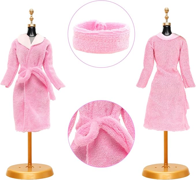 23 Pcs Doll Clothes and Accessories Including 6 Sets Bathrobes Pajamas, Towels, Headband, 3 Slippers and 8 Toiletries Accessories for 11.5 inch Girl Doll