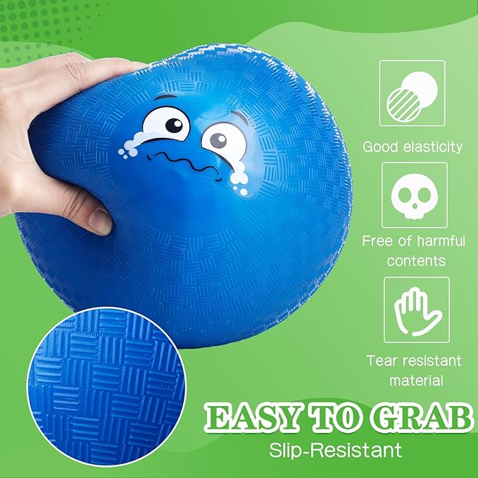 Jerify 30 Pcs Dodgeballs Playground Balls Bulk Colorful Emotion Handball Kickball Bouncy Balls for Indoor Outdoor Games Gym Camps Picnic Beach School