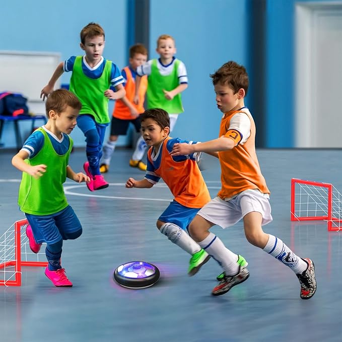 2 in 1 Hover Soccer Ball Set, USB Rechargeable Air Power Soccer Kids Toys with LED Lights and Foam Bumper Protection, 2 Goals for Boys and Girls Ages 3 4 5 6 7 8-12 Indoor/Outdoor Games