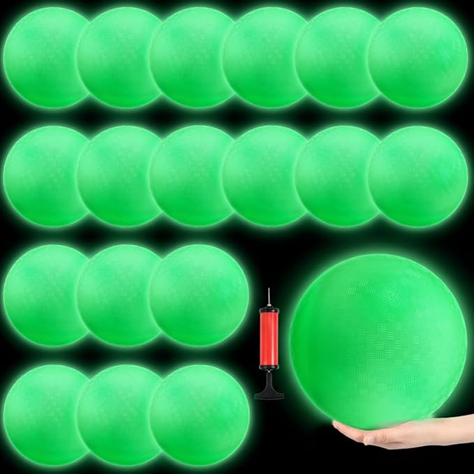 Hiboom Glow in The Dark Kickballs Dodgeballs Light up Playground Bouncy Balls with Pump for Adults Playground Backyard Outdoor Glow in The Dark Activities