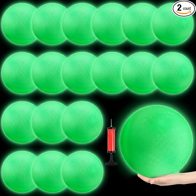 Hiboom Glow in The Dark Kickballs Dodgeballs Light up Playground Bouncy Balls with Pump for Adults Playground Backyard Outdoor Glow in The Dark Activities