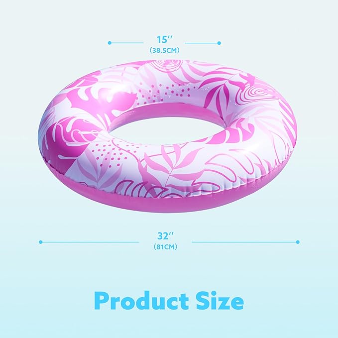 Sloosh 4 Pack Inflatable Pool Floats, Pool Tube Rings, Swim Tubes, Floaties Toys, Beach Swimming Party Toys for Kids and Adults