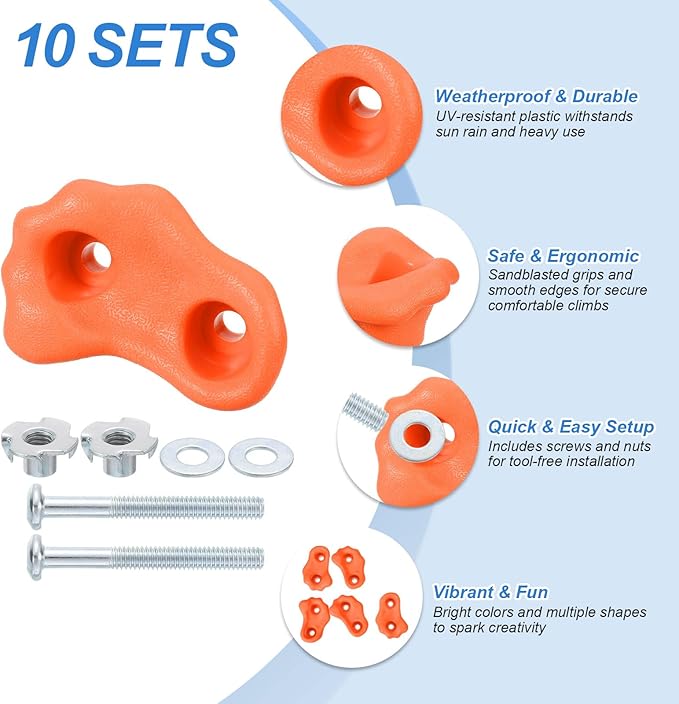 PATIKIL Climbing Rock Wall Grips Play Set Climber Attachments with Double Hole