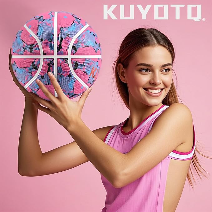 KUYOTQ Kids Youth Adult Size 3/4/5/6/7 (22/25.5/27.5/28.5/29.5") Basketball Premium Rubber or Faux Leather Basketball Indoor Outdoor Basketball for Boys Girls Womens Mens Basketball Gifts (Deflated)