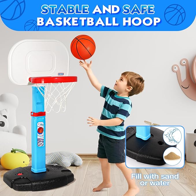 AOKESI Toddler Basketball Hoop Indoor for Age 1-3, Adjustable Kids Basketball Hoops Set, Mini Basketball Goal with Balls Outdoor Sport Poolside Game Birthday Toys Gifts for Baby Boys Girls 2 3 4 5