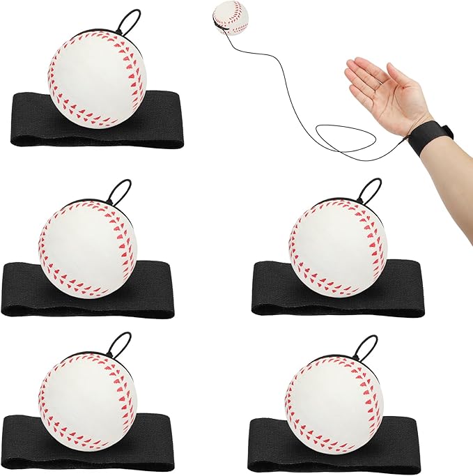 5/10/20/40 PCS Baseballs Wrist Return Ball on a String 2.36 Inch Rebound Bouncy Ball with Strap Sport Soccer Tennis Party Favors, Wrist Exercise, Outdoor Fun Activity for Kids & Adults