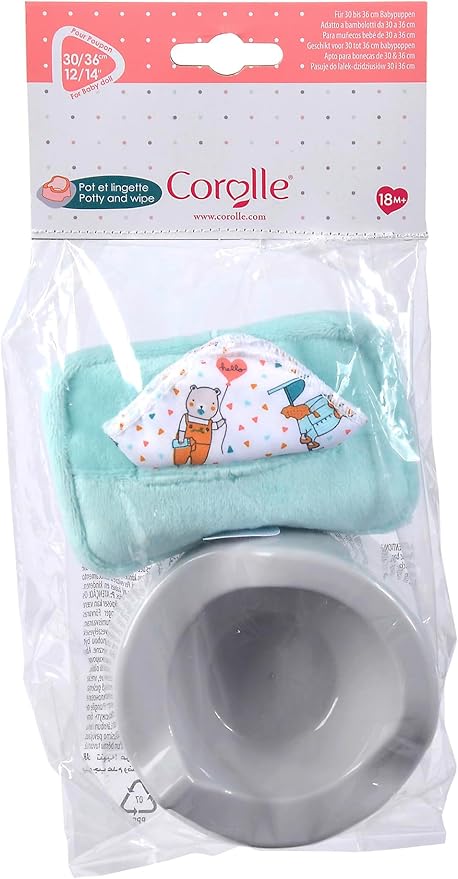 Baby Doll Potty Training Set - Corolle Baby Doll Accessory - Potty Toys Toilet with Wipes for 12" Dolls
