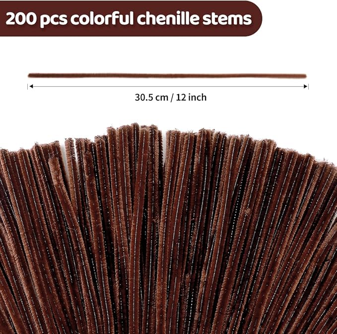 Eppingwin 200pcs Pipe Cleaners, Dark Coffee Pipe Cleaners Craft Supplies,Chenille Stems for DIY Arts Crafts Project(Dark Coffee)