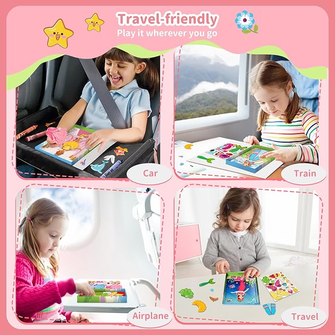 Magnetic Dress Up Dolls for Girls,Princess Mermaid Fairy Ballerina Magnet Dolls Dress Up Kits,Car Road Trip Airplane Activity Travel Games Toys Birthday Gift for Girls Ages 3 4 5 6 7