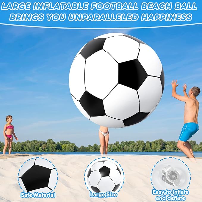 Lewtemi Big Inflatable Giant Soccer Ball Large Inflatable Beach Sport Ball Pool Party Decoration Toys Oversized Jumbo Beach Toy for Pool Water Sports Games