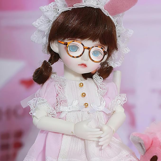 TOYANDONA Doll Glasses for 18 inch Doll Accessories, 6 Colors Round Mini Eyeglasses Dress Up Glasses with Clear Lens for Crafts Pets Creating Different Character Looks
