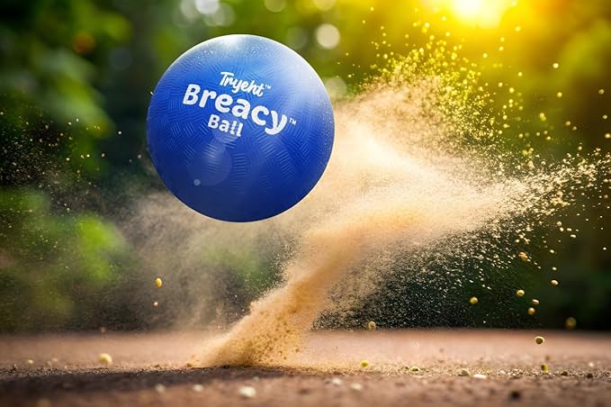 Self Inflating Ball 5", Rubber New Feel Breacy Ball, Hi Bouncy, Never Need Pump, Neon Blue, Playground Balls, Handball, Dodgeballs, Picnic and School Play in and Outdoor