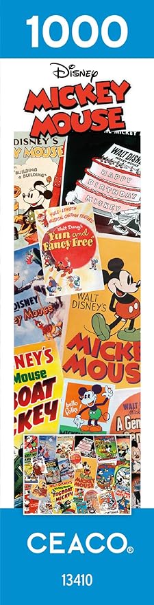 Ceaco - Vintage Mickey Mouse Poster Collage 1000 Piece Jigsaw Puzzle Challenging and Colorful Puzzle for Adults – Precision-Cut Pieces, Beautiful Artwork, and Hours of Relaxing Fun