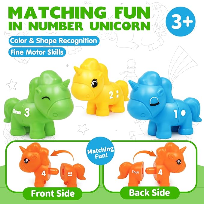 Numbers Matching Game Fine Motor Toy, Toddler Number Learning Toys,1 2 3 Educational Learning Sensory Sorting Toys Preschool Math Games Activities Sets for Toddlers Kids Ages 3 4 5
