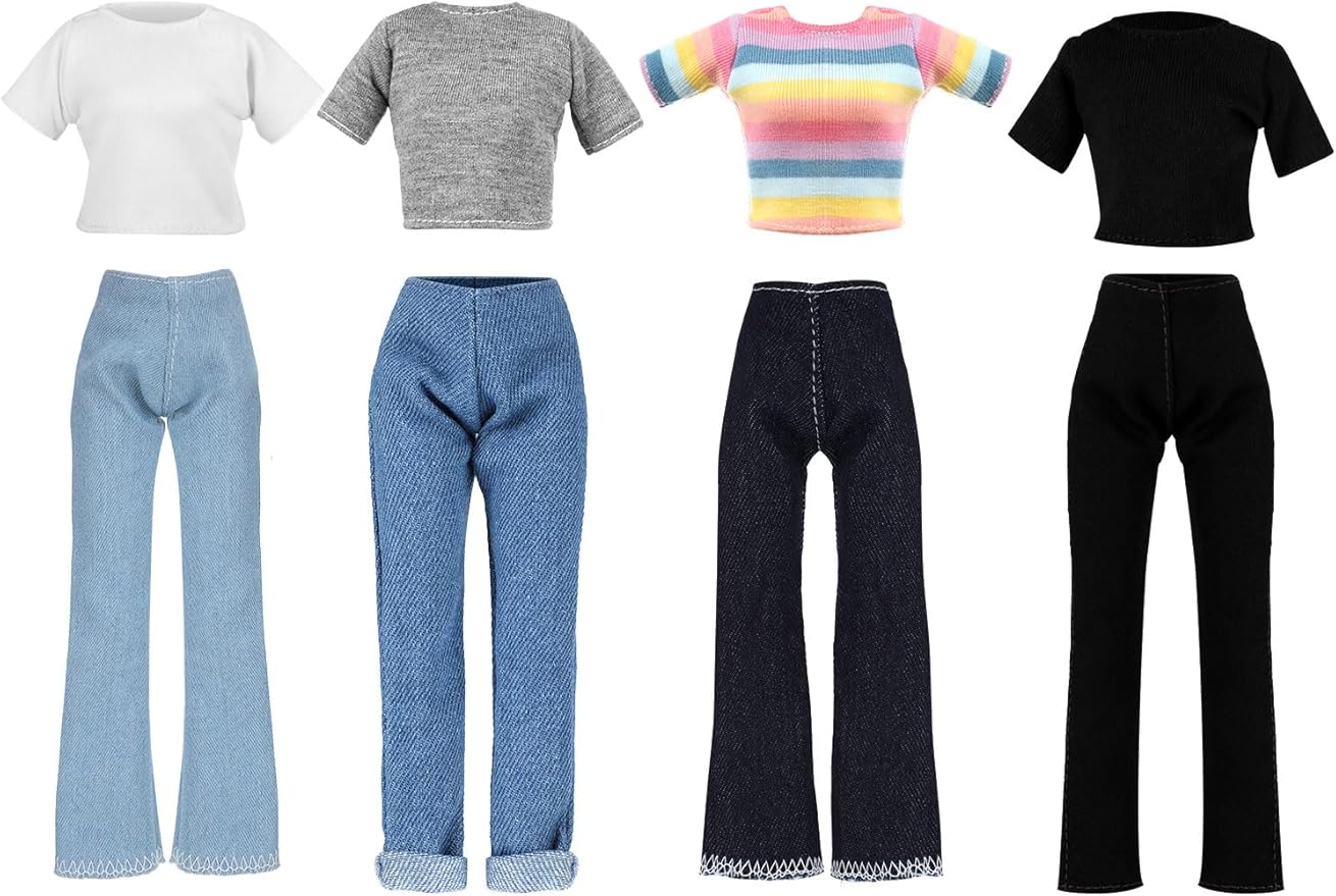 Bencailor 8 Pieces Summer Doll Clothes for 11.5 Inch Doll Accessories Sweaters Denim Pant Regular Outfit Clothing for Girls(T Shirt)