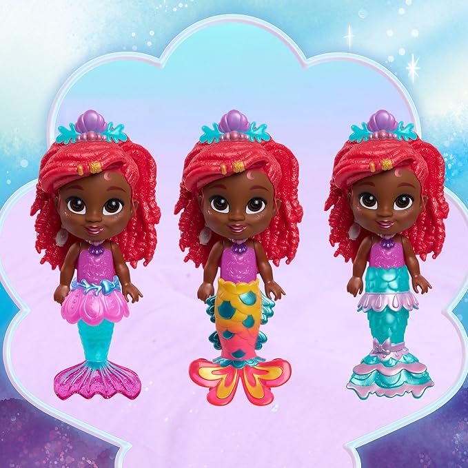 Disney Junior Pop Tails Ariel 7-inch Doll and Accessories, 9-pieces, Kids Toys for Ages 3 Up by Just Play