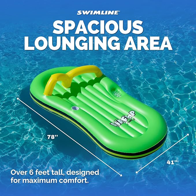SWIMLINE Inflatable Swimming Pool Float Lounger Raft Mattress, Fun Mat, Flip Flop, Green