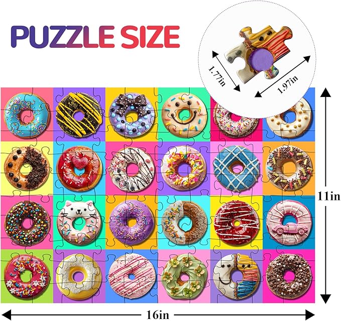 Puzzles for Kids Ages 6-8-10 Boys Girls, Colorful Donuts 100 Piece Puzzle Children Learning Educational Toys Gifts for 8-10 Years Old