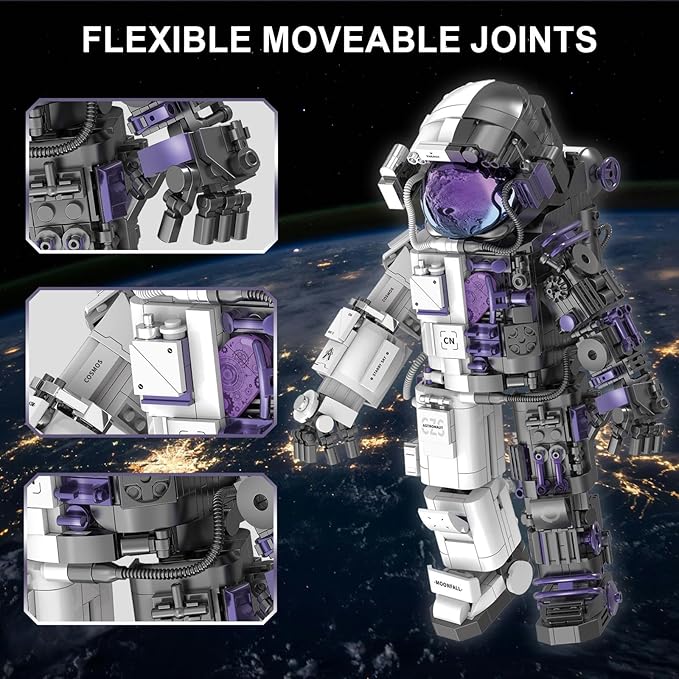 Finger Rock Space Astronaut Building Set for Adults, Semi-Mechanical Astronaut Action Model with Display Stand for Office Home Decorations, Spaceman Toys Gifts for Teens 14+
