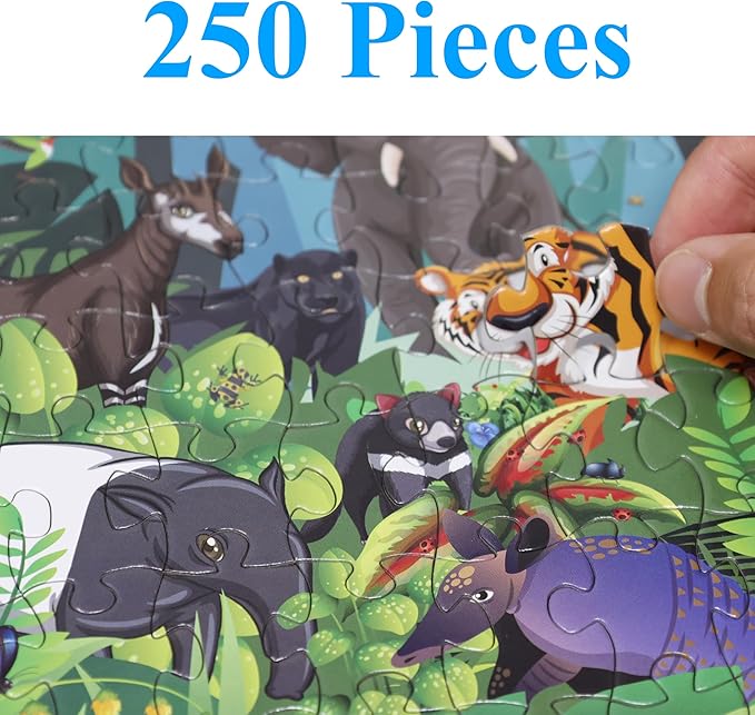 Think2Master Rainforest Jungle Animal 250 Pieces Jigsaw Puzzle for Adults & Seniors. Great Gift with Larger Pieces 14.2” X 19.3”
