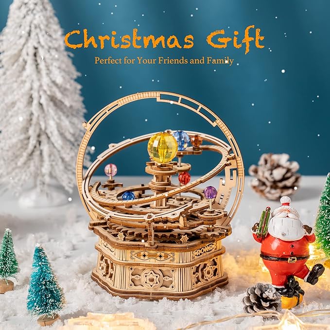 ROKR 3D Wooden Puzzles for Adults Mechanical Music Box-Starry Night, DIY Rotating Music Box Model Building Kits for Teens, DIY Crafts/Hobbies/Gifts Desk Decor for Boys Ages 14+ (Starry Night)