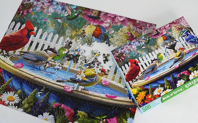 Springbok Birds of Spring 500 Piece Puzzle for Adults - Features North American Wildbirds