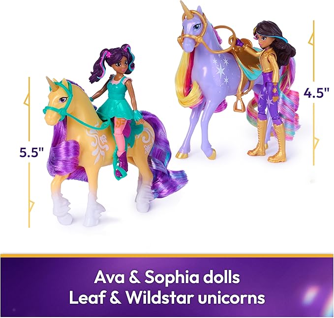 Unicorn Academy, Magic Unleashed Adventure Pack with Sophia, Ava, Ravenzella, Wildstar, Leaf & More, Dolls & Unicorn Toys for Girls Ages 4 and up