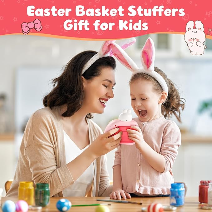 Easter Bunny Pop Push Game,Easter Basket Stuffers,Sensory Pop Fidget Toys for Kids with Autism,Easter Egg Fillers Bunny Quick Push Light Up Game Gifts for Girls Boys﻿