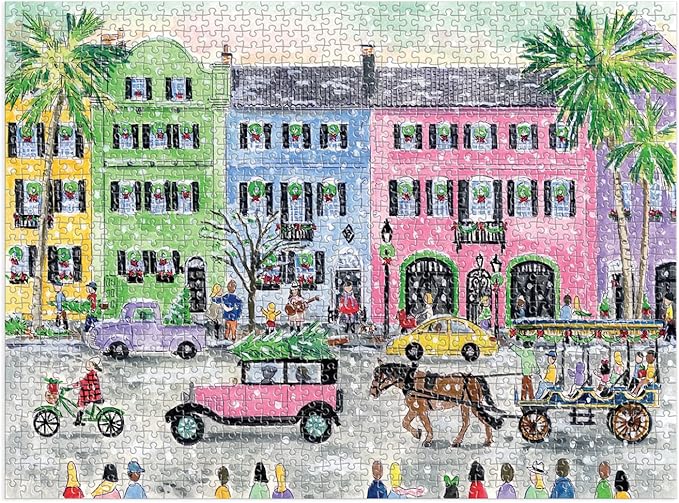 Michael Storrings Christmas in Charleston 1000 Piece Puzzle from Galison - Perfect Holiday Puzzle for Adults, Beautifully Illustrated Christmas Scene in Charleston, South Carolina, Fun Indoor Activity