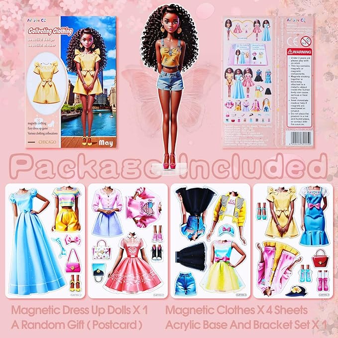 PainZieteg Magnetic Dress Up Dolls, Magnetic Princess Dress Up Paper Dolls, Magnetic Dress Up Dolls for Girls Ages 4-10 Learning Created Imagine Set Birthday Gift (May)