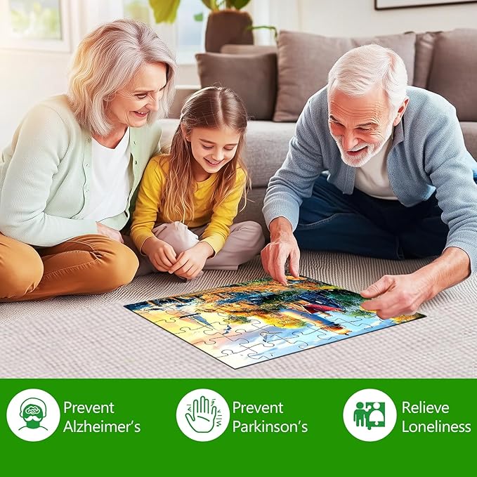 Blueforest 6 Pack Large Piece Jigsaw Puzzles for Seniors, 36 Pieces Easy Grip Puzzles with 1:1 Reference Poster, 11.8"x8.6" Dementia Puzzles for Elderly, Brain Exercise Gifts