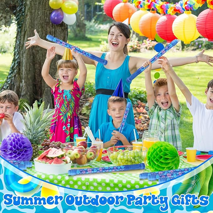6 Pcs Kids Water Guns Bulk Hawaiian Party Favors 15.75" Palm Leaves and Flowers Water Squirters Blaster Shooters for Summer Swimming Pool Beach Cartoon Birthday Gifts Supplies