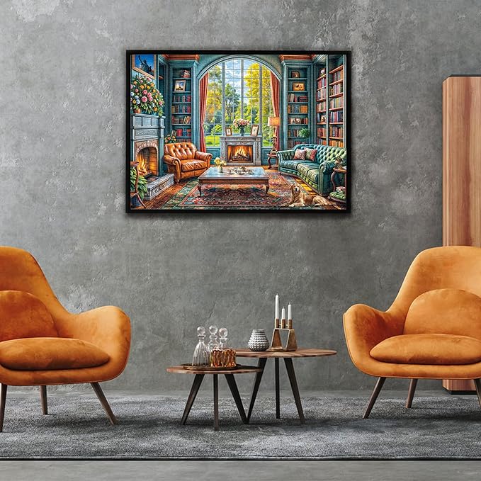 Warm Study Room Puzzles for Adults 1000 Piece, Jigsaw Puzzles for Adults, Adult Challenging Game Toys, Impossible Puzzle, Family Decoration Puzzle