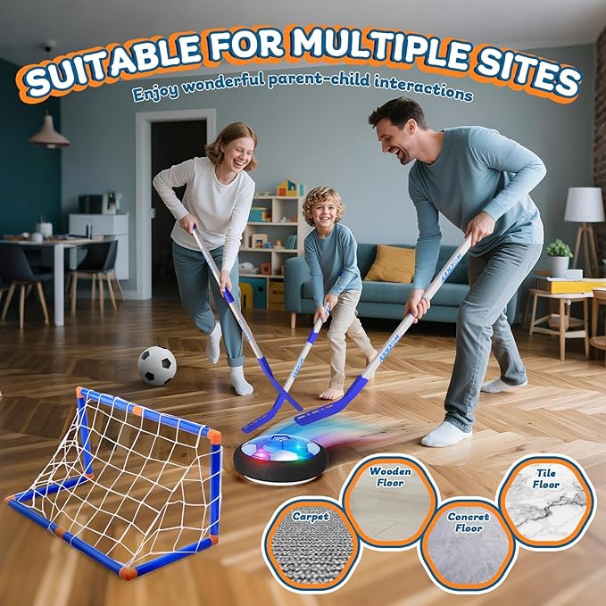 3-in-1 Hover Soccer Ball Set for Kids, Gift for Boys 3-5 6-8, Hover Soccer Ball for Kids, LED Lights Indoor Outdoor Birthday Christmas Hockey Gifts for Boys
