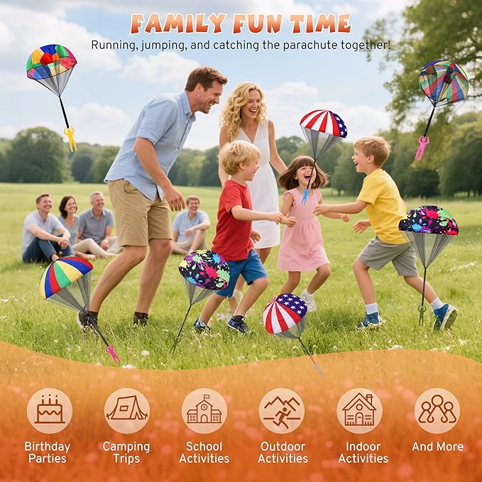 Parachute Toy for Kids, Outdoor Toys Flying Parachute Men, Inside & Outside Toys for or 3 4 5 6 7 8 9 10 11 12 Year Old, Easter Basket Stuffers for Kids Idea 2026 Unique Boys Party Favors