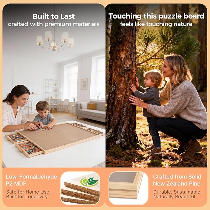 ALL4JIG 2000 Piece Rotating Puzzle Board with 4 Drawers and Cover, 28.5"x40.1"Portable Wooden Jigsaw Puzzle Table for Adults Portable, Lazy Susan Spinning Boards Birthday Gift for mom