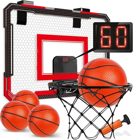 TOY Life Basketball Hoop Over The Door for Kids, Teens, Adults - Indoor Mini Hoop for Room, Office with 4 Balls - Basketball Goal