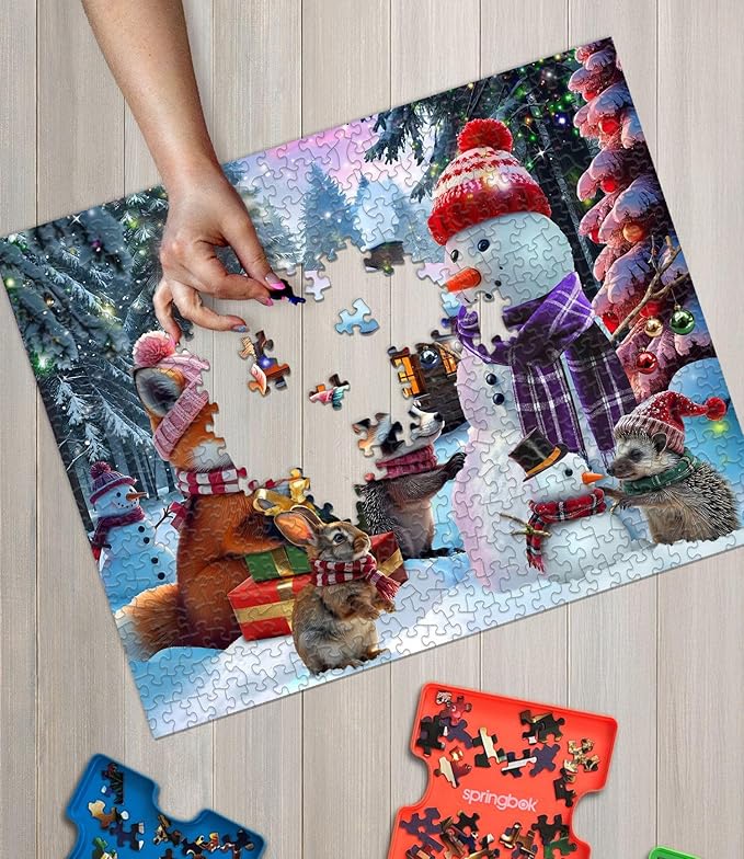Springbok Christmas Critters 500 Piece Jigsaw Puzzle for Adults and Family - Unique Cut Pieces - Made in USA