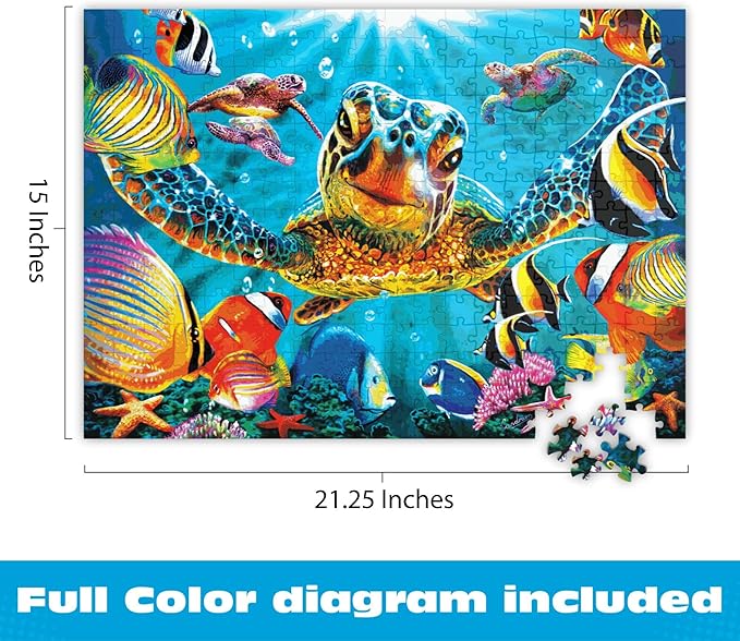 Buffalo Games - Tiny Bubbles - 300 Piece Puzzle for Adults - Oversized, Easy-to-Hold Pieces - Steve Sundram Ocean Scene - Premium Giftable Jigsaw