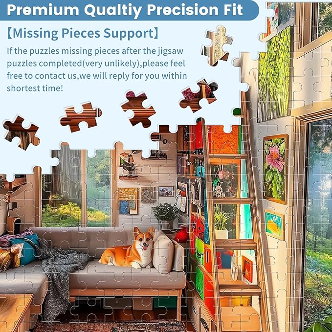 500 Piece Puzzle for Adults, Dog Jigsaw Puzzle, Forest Cabin Jigsaw Puzzles 500 Pieces Birthday Party for Family Funny Puzzle for Adults, Fun and Challenging Family Games 20.5×15 in