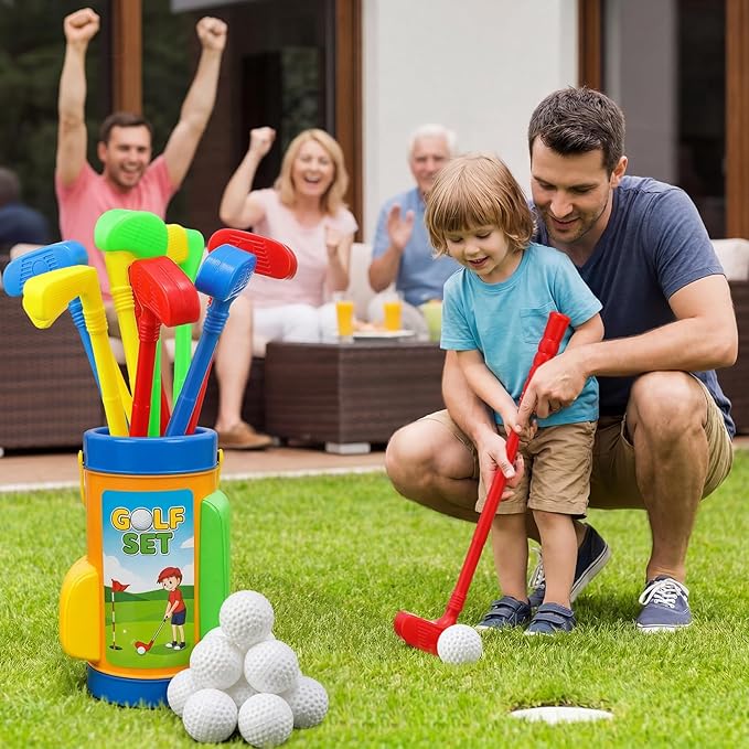 24 Pcs Plastic Mini Golf Clubs for Toddlers, Kids Golf Clubs Toy Set, Toy Balls for Kids Toddlers Outdoor Indoor Lawn Sports for Boys Girls(Elegant)