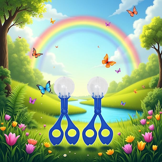 Jowxsx 2Pcs Blue Fine Motor Skill Tool, Hand-Eye Coordination Plastic Scissor Clamp Small Butterfly Clip, Scoopers for Teen Nature Exploration Observation for Sports and Outdoor Play