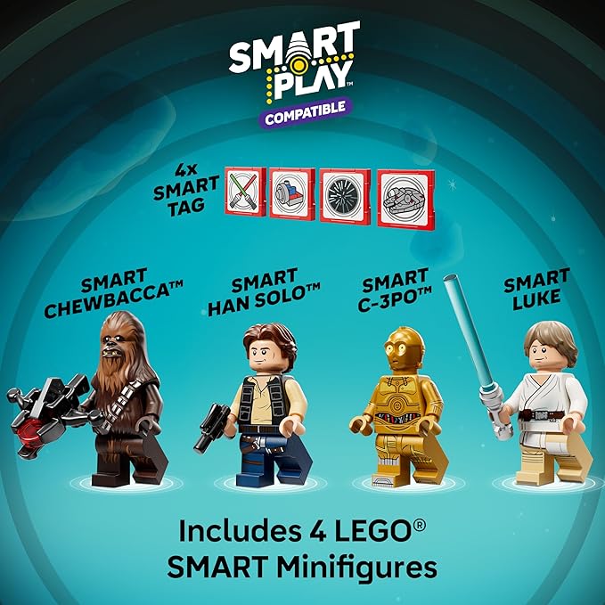 LEGO Star Wars SMART Play: Millennium Falcon Starship Building Toy for Kids - Compatible Set with 4 SMART Tags and 4 Minifigures - Gift for Boys, Girls and Fans Ages 9+ - 75426