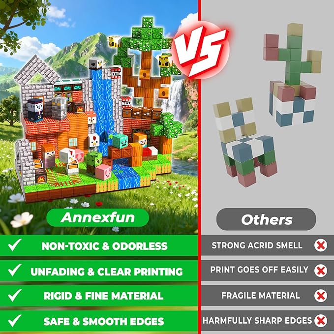 300 PCS Magnetic Blocks - Magnetic Building Blocks, Stacking Magnets for Kids, Sensory Toy for STEM Montessori Sensory Toys for Kids 3+ Boys and Girls Easter Christmas Birthday Gifts