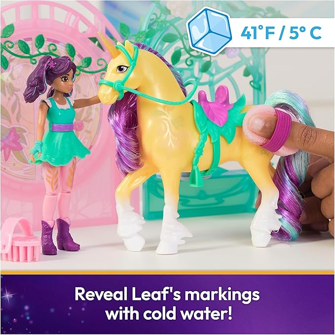 Unicorn Academy, Ava Doll & Color-Change Leaf Stall Playset with 15 Accessories, Dolls & Unicorn Toys for Girls Ages 4 and up