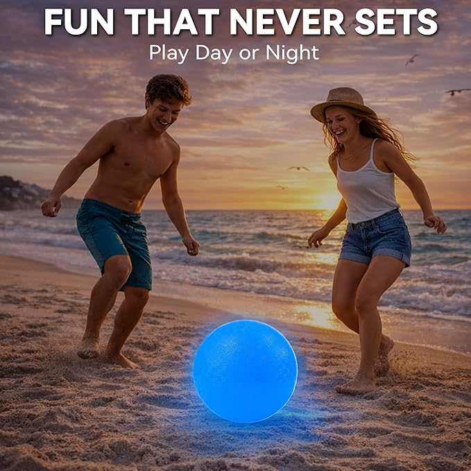 2 Pack Glow in The Dark Kickball, 8.5 Inch Light Up Playground Ball with 2 Mesh Bags & Hand Pump, No Battery Needed, Charge by Sunlight or Indoor Light,Gift Box