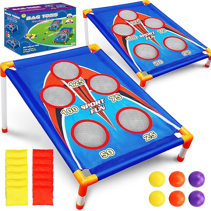 TOY Life Bean Bags Toss Carnival Games, Cornhole, Outdoor Toys for Kids Ages 4-8, Backyard Game Sports & Outdoor Play, Outside Toys for Ages 5-7, Family Lawn Yard Games Birthday Party, Gift for Boys