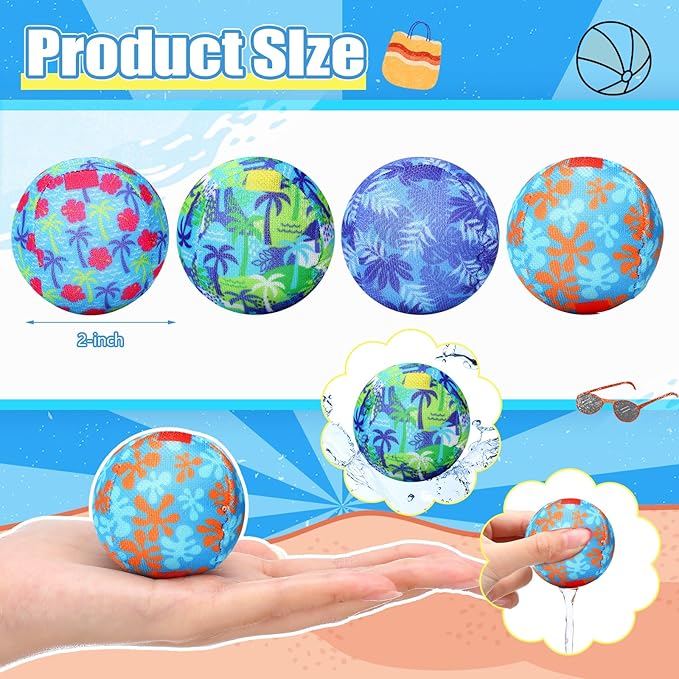 Reusable Water Float Balls Pool Beach Toys for Outdoor Summer Activities 2 Inch Splash Water Small Absorbent Balls Bulk for Adult Swimming Beach Soaking Game Party